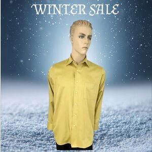 Geoffrey Beene  Men's Dress Shirt { Medium : 15 - 32 / 33 } Vegas Gold